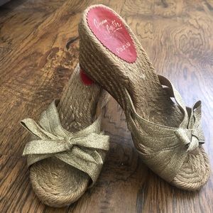 Christian Louboutin size 39 gold wedge